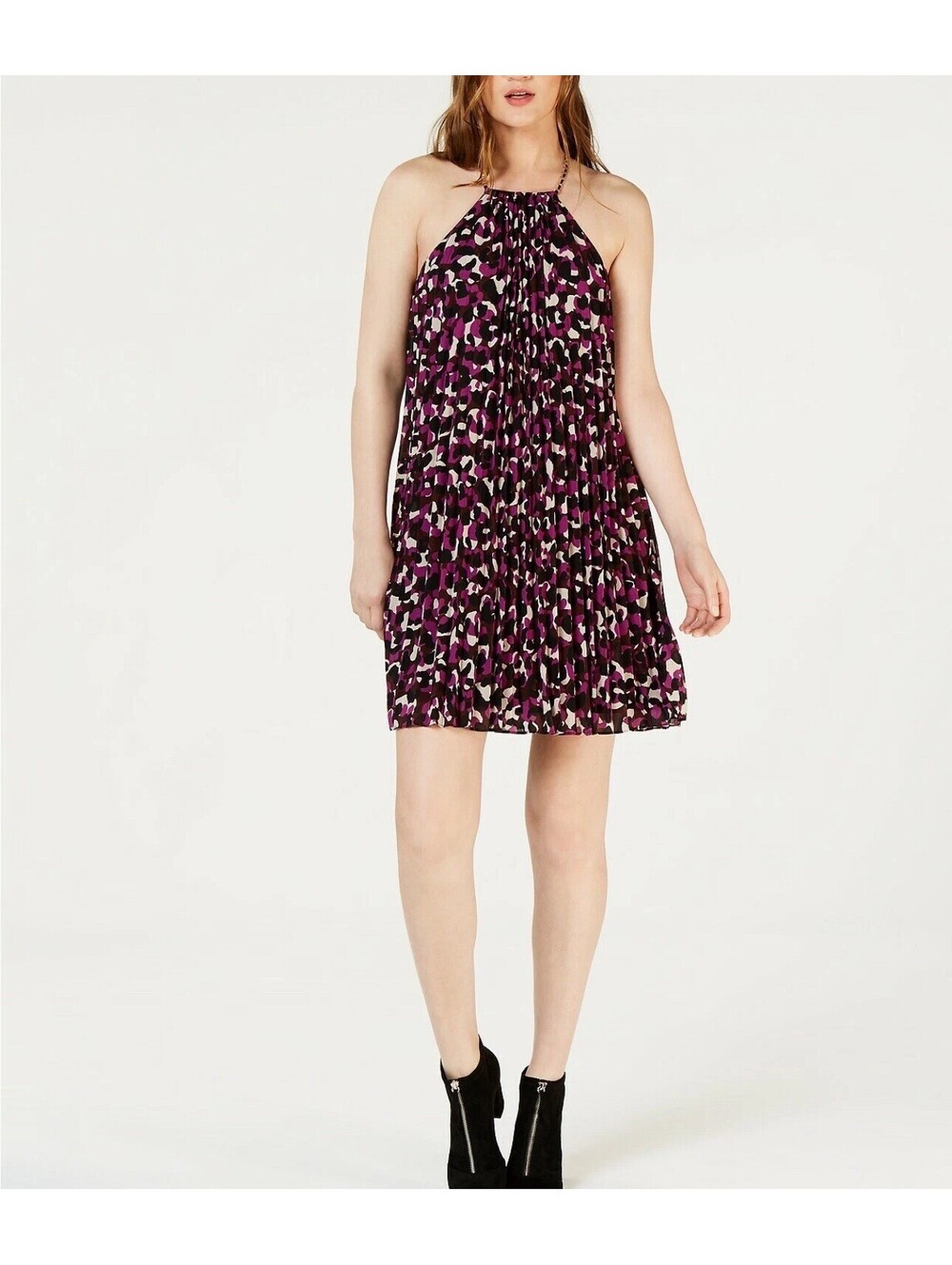 Trina Turk Printed Shift Dress Size XS Printed Geometric Purple Pink Black